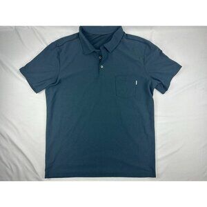Vuori Ace Polo Stretch Performance Shirt Large Mens Blue Active Gym Pocket